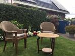 Twee stoeltjes plus tafeltje, Huis en Inrichting, Stoelen, Ophalen, Riet of Rotan, Gebruikt, Twee