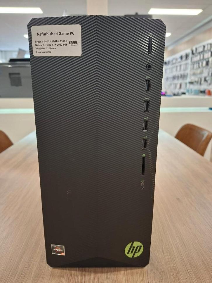 Refurbished HP Ryzen 5 Gaming PC - Windows 11 Home, Computers en Software, Desktop Pc's, Refurbished, 3 tot 4 Ghz, SSD, 8 GB, Gaming