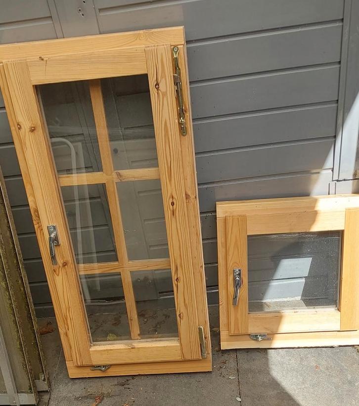 Houten Draai Kiepraam met Kozijn, Doe-het-zelf en Verbouw, Glas en Ramen, Gebruikt, Gevelraam of Ruit, 80 tot 120 cm, 80 tot 120 cm