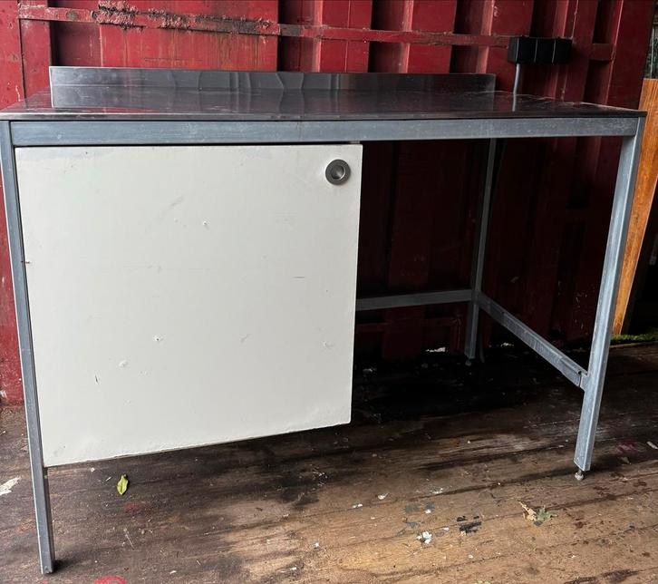 RVS Werkbank met Kast, Huis en Inrichting, Keuken | Complete keukens, Gebruikt, Overige typen, Grijs, Staal of Rvs, Ophalen