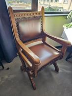 Antieke stoel leder eiken hout, Antiek en Kunst, Ophalen