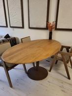 Tafel massief eik naturel, ovaal blad op 170 lang 100 breed, Huis en Inrichting, Tafels | Eettafels, Ophalen, Gebruikt, Eikenhout