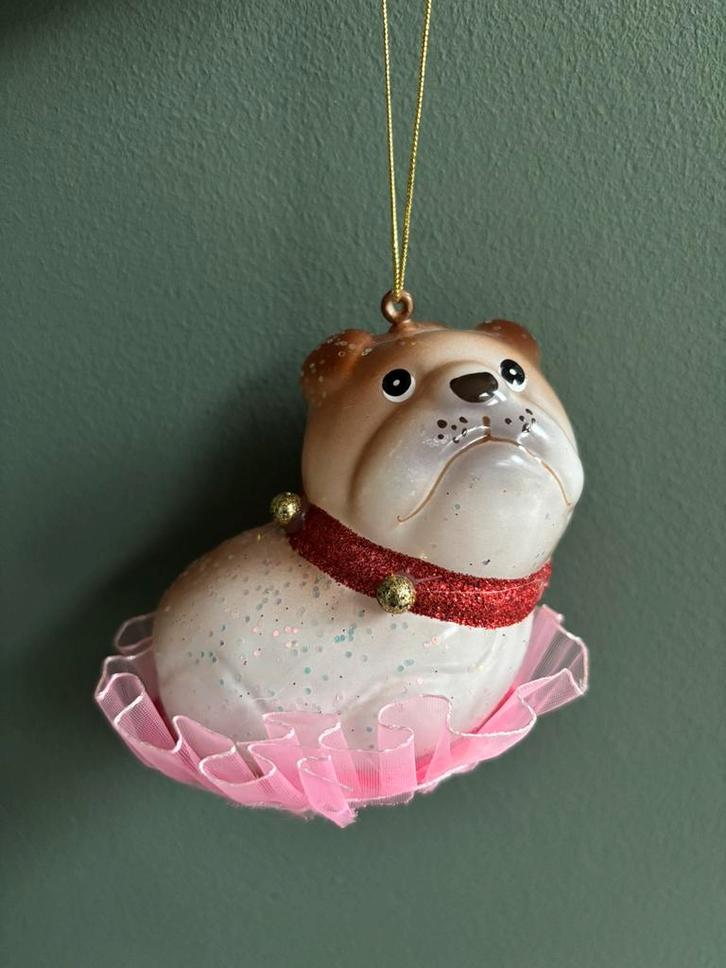 Kerstbal hond kersthanger kerstfiguur kerst bulldog honden, Diversen, Kerst, Zo goed als nieuw, Ophalen of Verzenden