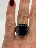 B752 Prachtige zilveren Ottomaanse ring blauwe steen mt 21,5, 20 of groter, Ophalen of Verzenden, X, Met edelsteen
