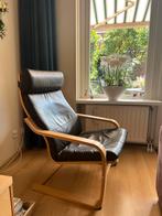 2x IKEA POÄNG stoelen - bruin leer, Huis en Inrichting, Ophalen, Zo goed als nieuw, 50 tot 75 cm, Leer