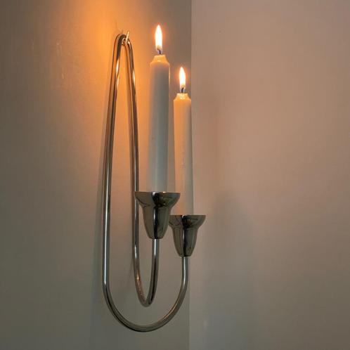 grote RVS vintage Deens Design KANDELAAR Georg Jensen Swing, Huis en Inrichting, Woonaccessoires | Kandelaars en Kaarsen, Zo goed als nieuw