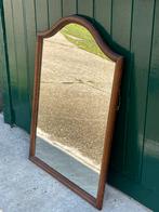 Prachtige grote vintage antieke spiegel houten rand gebogen, Ophalen, Rechthoekig