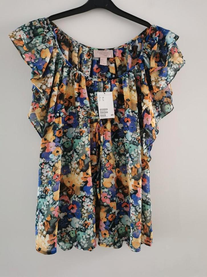 H&M Garden Collection blouse met bloemenprint mt. 38, Kleding | Dames, Blouses en Tunieken, Nieuw, Maat 38/40 (M), Overige kleuren