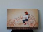 Schilderij Leather Art Funny Car, Ophalen of Verzenden, Zo goed als nieuw, Schilderij, Minder dan 50 cm