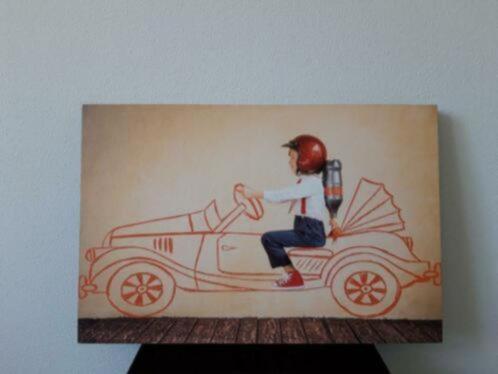 Schilderij Leather Art Funny Car, Huis en Inrichting, Woonaccessoires | Schilderijen, Tekeningen en Foto's, Zo goed als nieuw