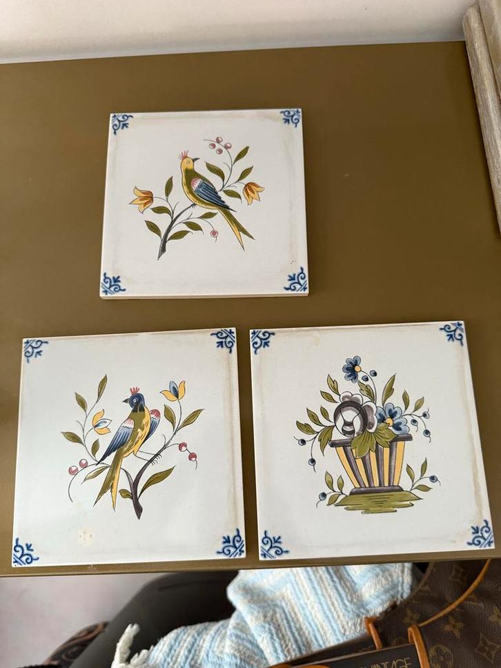 Antieke wandtegels - Vogels & Bloemen, Antiek en Kunst, Antiek | Wandborden en Tegels, Ophalen of Verzenden