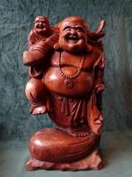 Groot houten Boeddha beeld Happy Buddha 52 cm, Antiek en Kunst, Ophalen