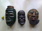 Drie afrikaanse houten maskers, Antiek en Kunst, Ophalen of Verzenden