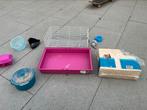 Hamster kooi met houtvezel en  accessoires, Ophalen, Gebruikt