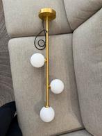 Moderne Hanglamp met 3 Bollen goud, Ophalen, Gebruikt, Glas, 75 cm of meer