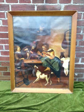 Oleografie, voorstelling 17e eeuws herberginterieur. beschikbaar voor biedingen