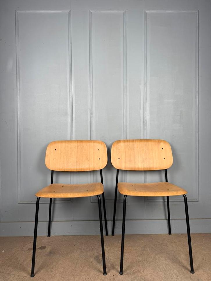 6 stapelbare eiken HAY Soft Edge design stoelen, Huis en Inrichting, Stoelen, Zo goed als nieuw, Vijf, Zes of meer stoelen, Hout