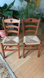 Set van 2 houten stoelen met rieten zitting, Antiek en Kunst, Ophalen