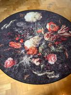 Rond vloerkleed met bloemenprint, Huis en Inrichting, Stoffering | Tapijten en Kleden, Ophalen, 100 tot 150 cm, Zwart, Rond