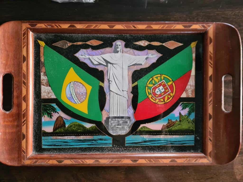 Vintage service tray/dienblad uit Brazilië, Antiek en Kunst, Ophalen, Minder dan 50 cm