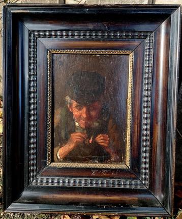 Jozef Gindra (1862-1938) Portret van een rokende boer ~1900 beschikbaar voor biedingen