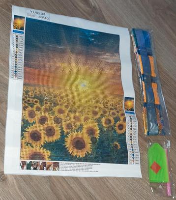 Diamond Painting - Zonnebloemen - Ronde Steentjes 30x40  beschikbaar voor biedingen