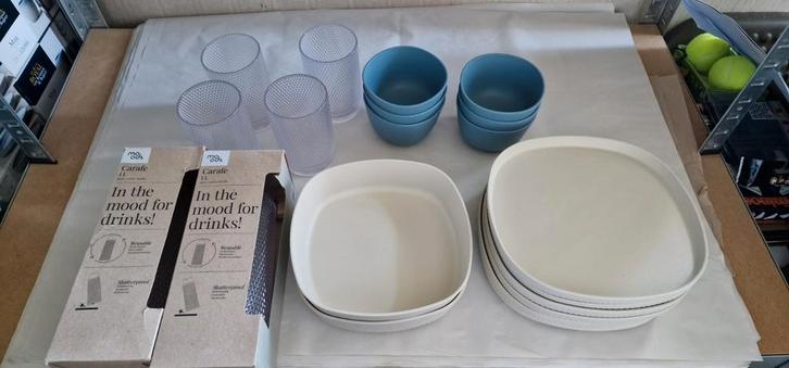 set Ah moods buitenservies buiten servies kommen glazen bord, Huis en Inrichting, Keuken | Servies, Zo goed als nieuw, Compleet servies