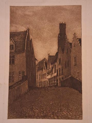 Ets Stadsgezicht straatje  beschikbaar voor biedingen