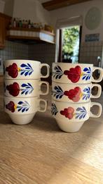 6 boerenbont koffiekopjes, Ophalen of Verzenden, Zo goed als nieuw, Kop(pen) en/of Schotel(s), Aardewerk