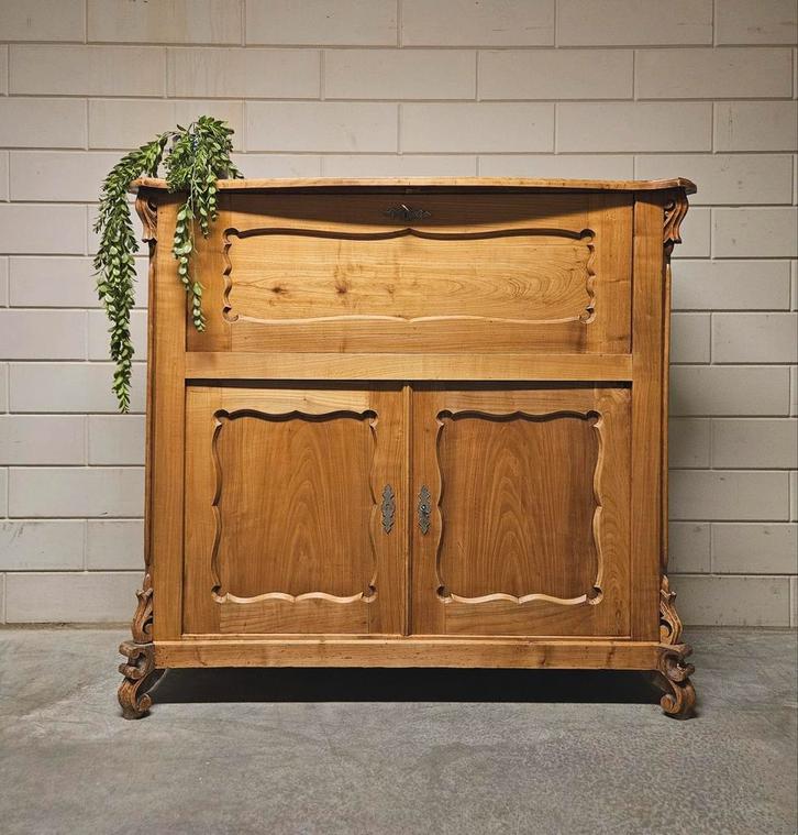Antieke brocante grenen Biedermeier commode vintage bureau, Antiek en Kunst, Curiosa en Brocante, Ophalen of Verzenden