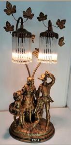 Mooi Vintage tafellamp brons met glazen kralen Prachtig verz, Antiek en Kunst, Antiek | Lampen, Ophalen of Verzenden