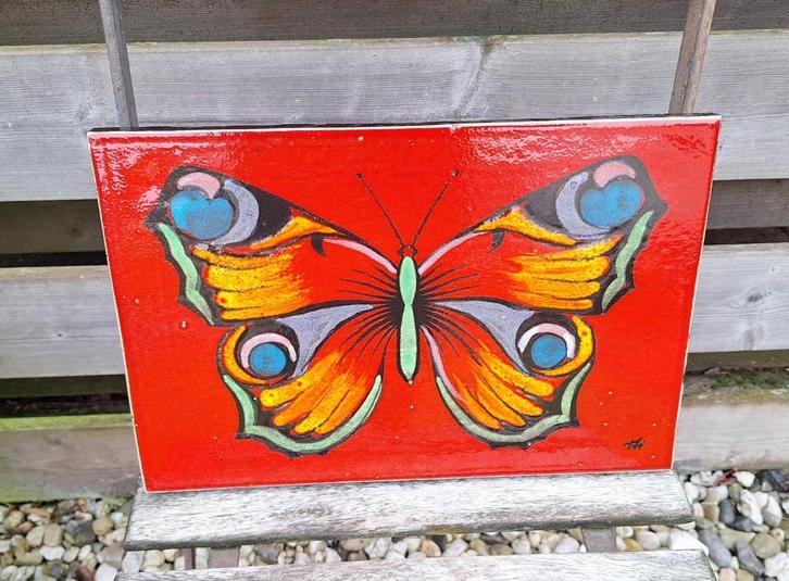 Prachtig vintage West Germany vlinder wand tegel., Verzamelen, Retro, Huis en Inrichting, Ophalen of Verzenden