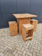 Houten bartafel met krukken, Huis en Inrichting, Tafels | Statafels, Ophalen, Gebruikt