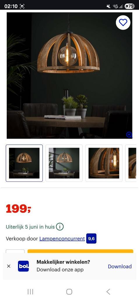 Hanglamp Teakhout robuust, Huis en Inrichting, Lampen | Hanglampen, Zo goed als nieuw, Ophalen