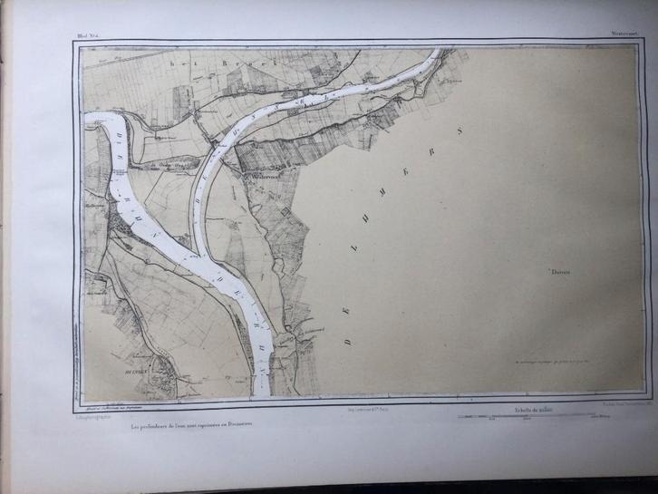 Rijn, IJssel, Westervoort, Huissen, Goudriaan, 1838., Antiek en Kunst, Kunst | Etsen en Gravures, Verzenden