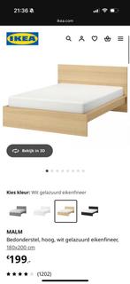 MALM bedframe, Huis en Inrichting, Slaapkamer | Bedden, Ophalen, Beige, Tweepersoons, Zo goed als nieuw