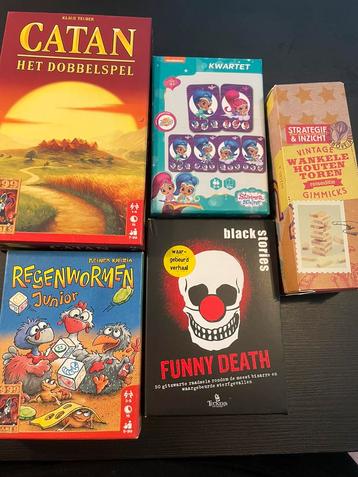 diverse spelletjes Catan Black Stories Regenwormen beschikbaar voor biedingen