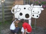 Houten melkkoe / opblaasbare melkkoe te huur!, Hobby en Vrije tijd, Feestartikelen | Verhuur, Ophalen of Verzenden, Zo goed als nieuw