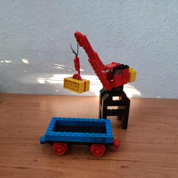 Lego trein 4,5 volt 132 havenkraan met open wagon, 1972 beschikbaar voor biedingen