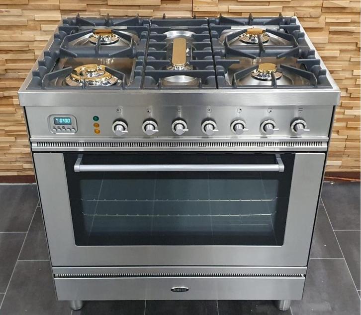 Luxe Boretti Fornuis 80cm RVS 1 grote oven 5 pits, Witgoed en Apparatuur, Fornuizen, Zo goed als nieuw, Vrijstaand, Gas, 5 kookzones of meer