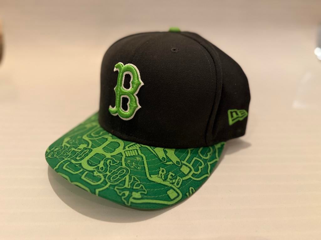 Groene New Era Boston Red Sox Cap - Maat 7 3/8 (58,7cm), Ophalen, Zo goed als nieuw, 58 of 59 cm (L, 7¼ of ⅜ inch), Pet