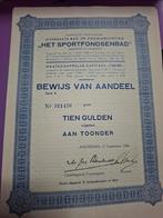 Origineel bewijs van aandeel “Het Sportfondsenbad” Amsterdam, Ophalen of Verzenden, 1920 tot 1950, Aandeel