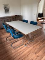 Buizenframe tafel met linoleum blad, Huis en Inrichting, Tafels | Eettafels, Ophalen, Gebruikt, 100 tot 150 cm, Vier personen