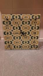 Vintage Retro Groene Wandklok Glas, Ophalen, Gebruikt, Analoog, Wandklok