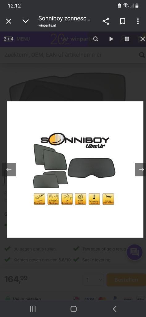 Zonwering, Auto-onderdelen, Ruiten en Toebehoren, Nieuw, Ophalen