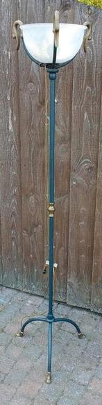 Vintage  smeedijzeren Vloerlamp met Glazen Kap I.z.g.s., Ophalen, Gebruikt, Vintage, Glas