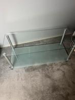 Glazen salontafel of tv tafel, Ophalen, 100 tot 150 cm, 50 tot 100 cm, Zo goed als nieuw