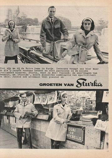 Retro reclame 1958 Sturka vrouwen & man in auto jassen beschikbaar voor biedingen
