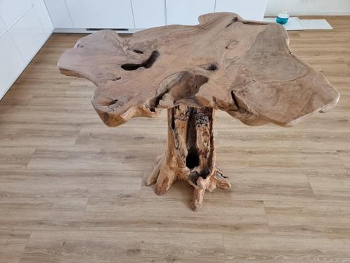 Boomstamtafel, Huis en Inrichting, Tafels | Eettafels, Zo goed als nieuw, 50 tot 100 cm, 100 tot 150 cm, tot twee personen, Overige vormen