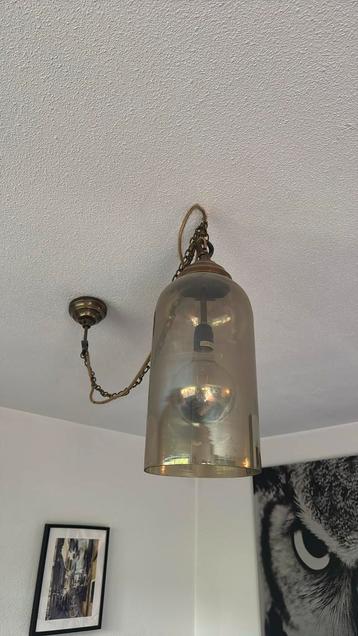 Vintage glazen hanglamp beschikbaar voor biedingen